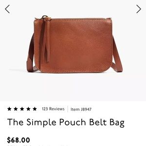 Madewell simple pouch belt bag in black leather size S